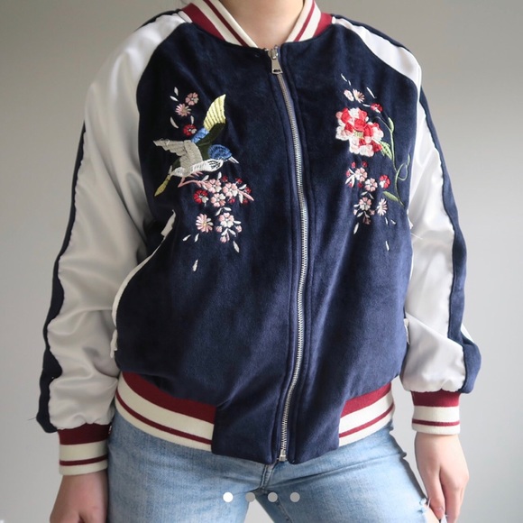 EMBROIDERED BOMBER JACKET. - Picture 1 of 4